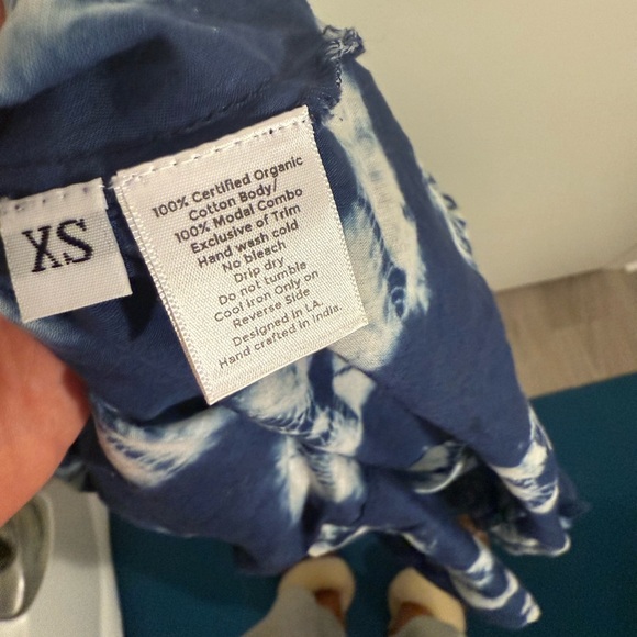 St. Roche Blue Batik Maxi Dress with Fringe, XS - Picture 3 of 6